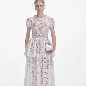 self-portrait White Tiered Lace Maxi Dress Size MSRP $725 - NWT